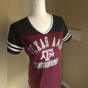 Texas A&M Shirt Aggies Gray Burnout V-Neck Short Sleeve Shirt Women's Hot shirt